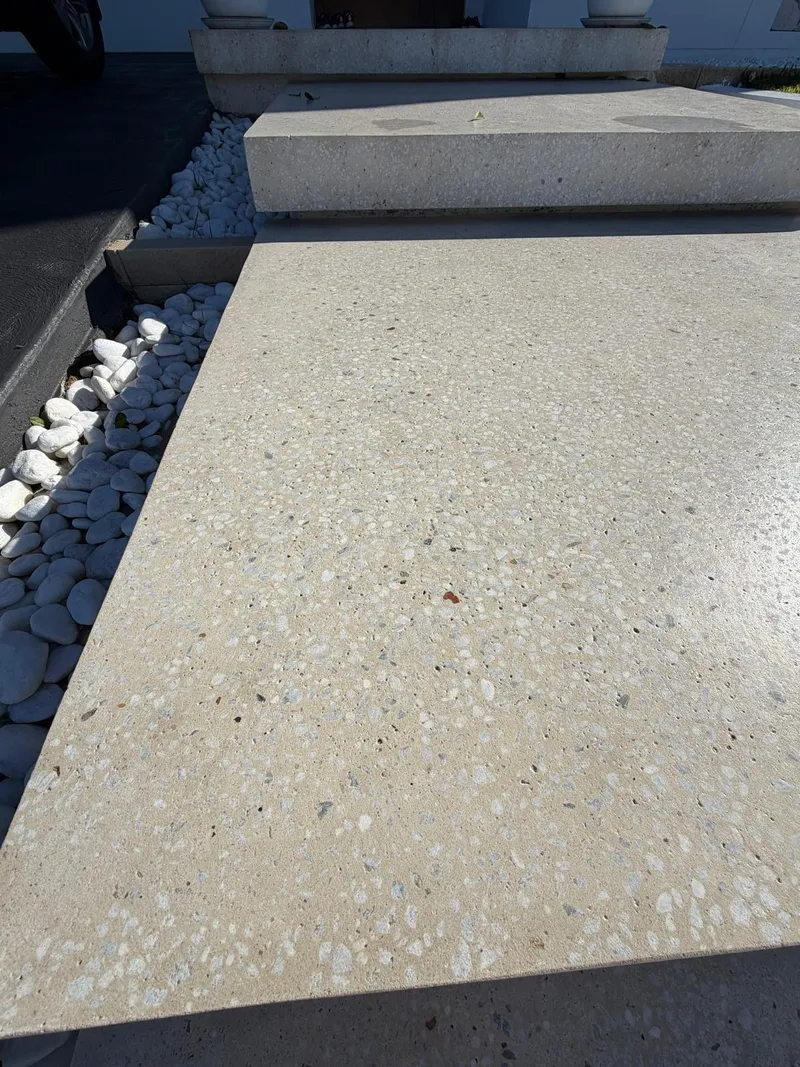 Close view of the Geostone honed finish on the floating steps at Baulkham Hills
