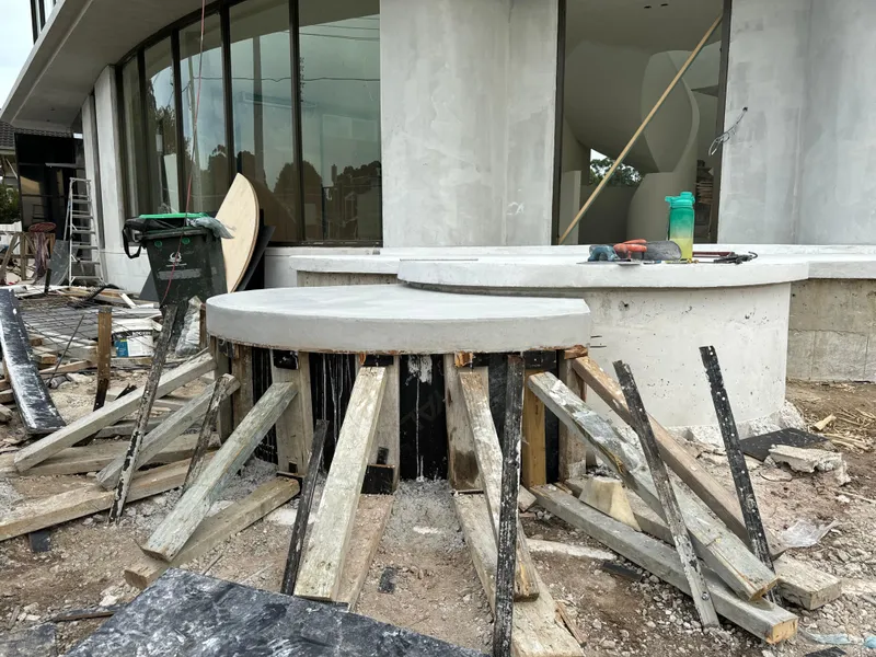 Another formwork stage view of the rounded floating steps at Drummoyne