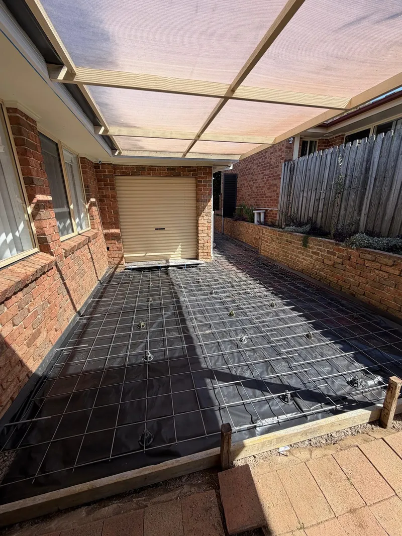 Reinforcement laid for the backyard and side path at Holsworthy, ready for the pour