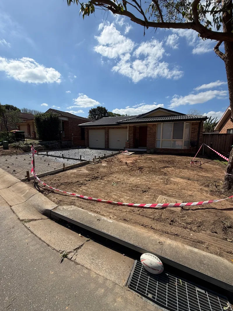 Another view of the freshly poured backyard concrete at Holsworthy