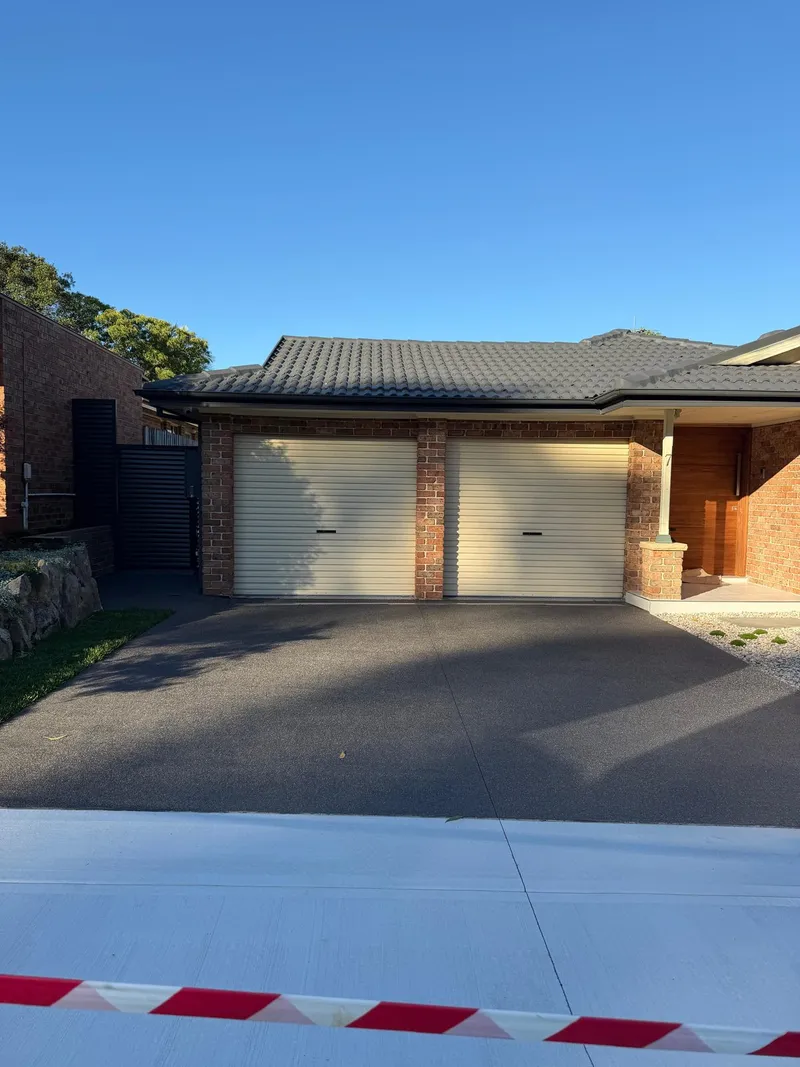 Close view of the finished garage and driveway at Holsworthy