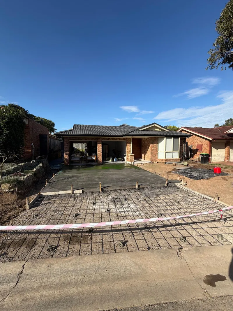 Reinforcement laid down to the street for the new council crossover at Holsworthy
