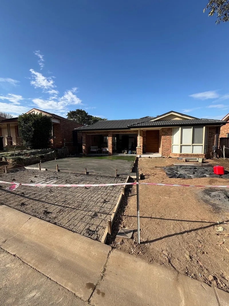 Another view of the driveway pour and council crossover prep at Holsworthy