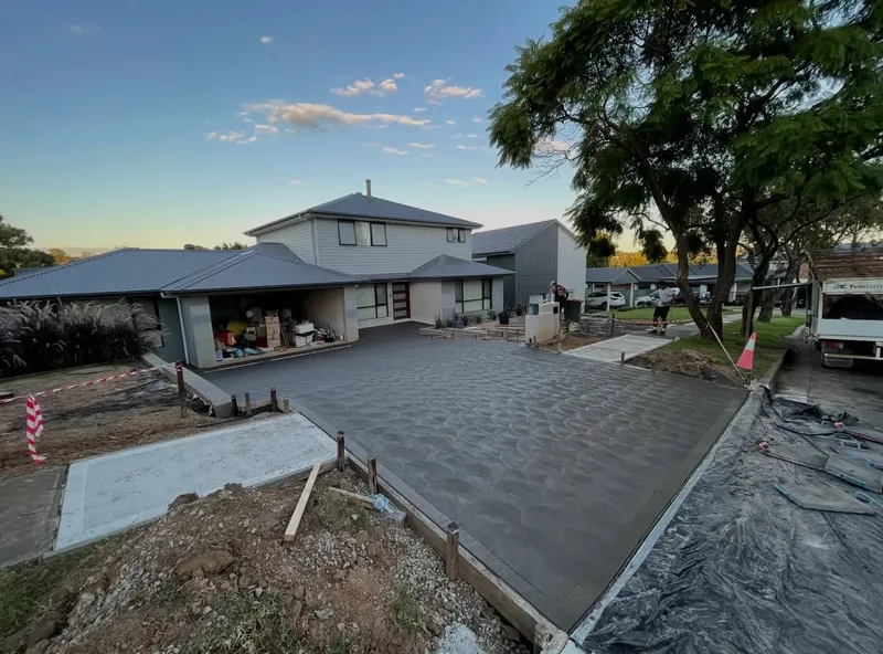 Another wide street view of the finished charcoal driveway at Lalor Park, NSW