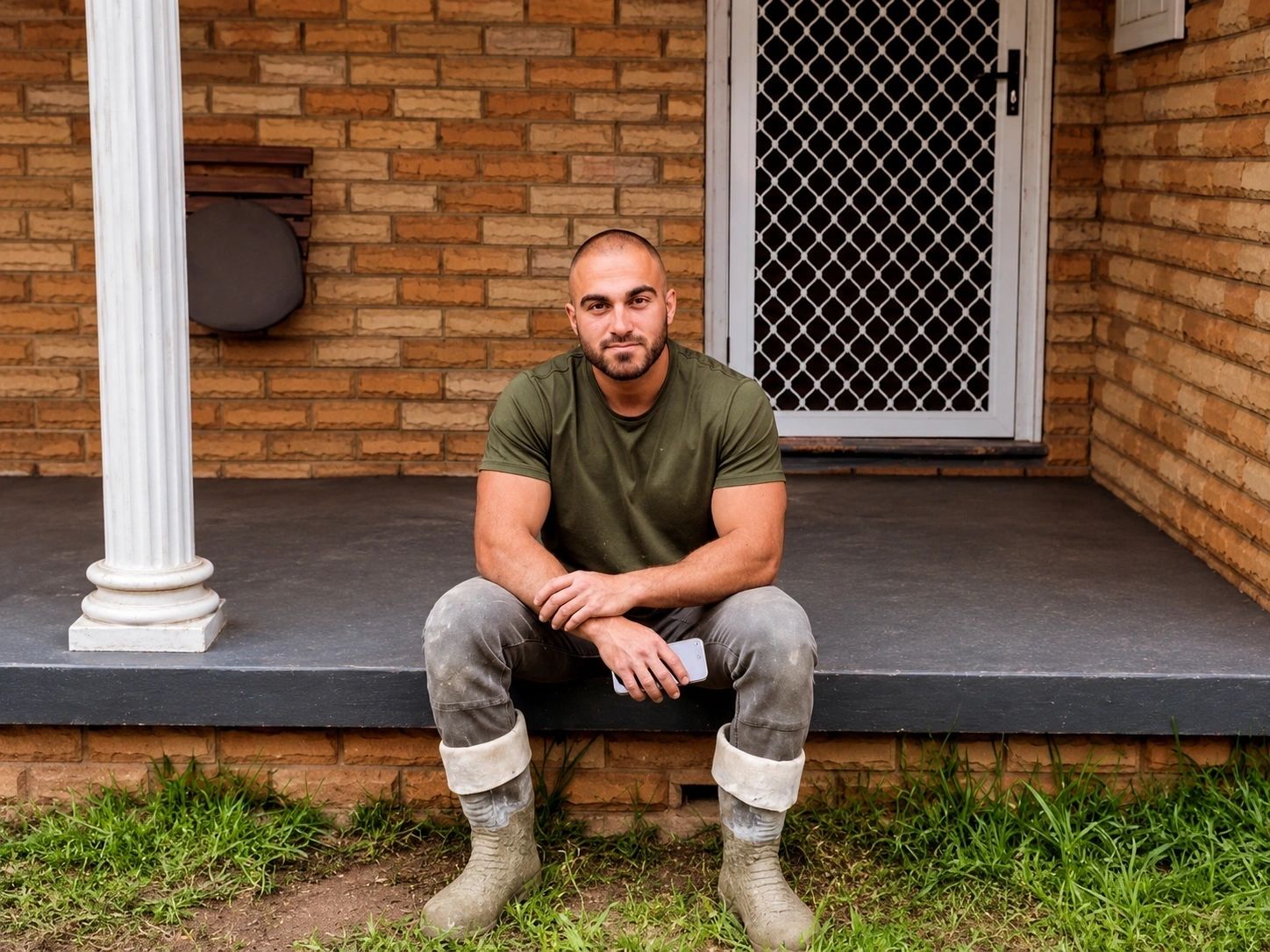 Iden, founder and director of Harbourline Group, on a finished porch slab